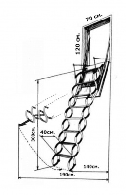Лестница вертикальная раздвижная металлическая Oman NOZYCOWE 70*100